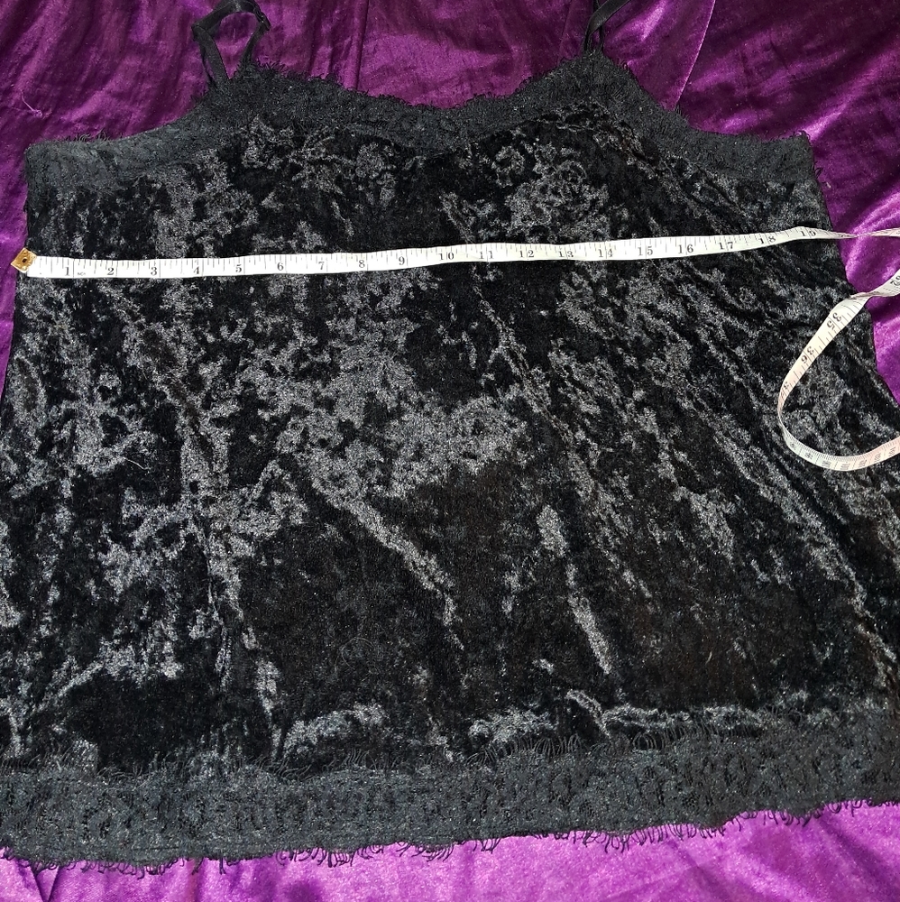 Black velvet and lace tank top